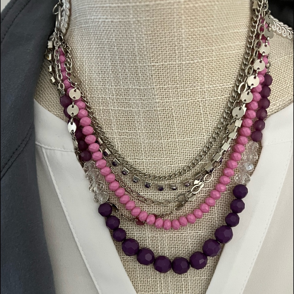 2/$14 Multi chain necklace. Purple and pink. NWT